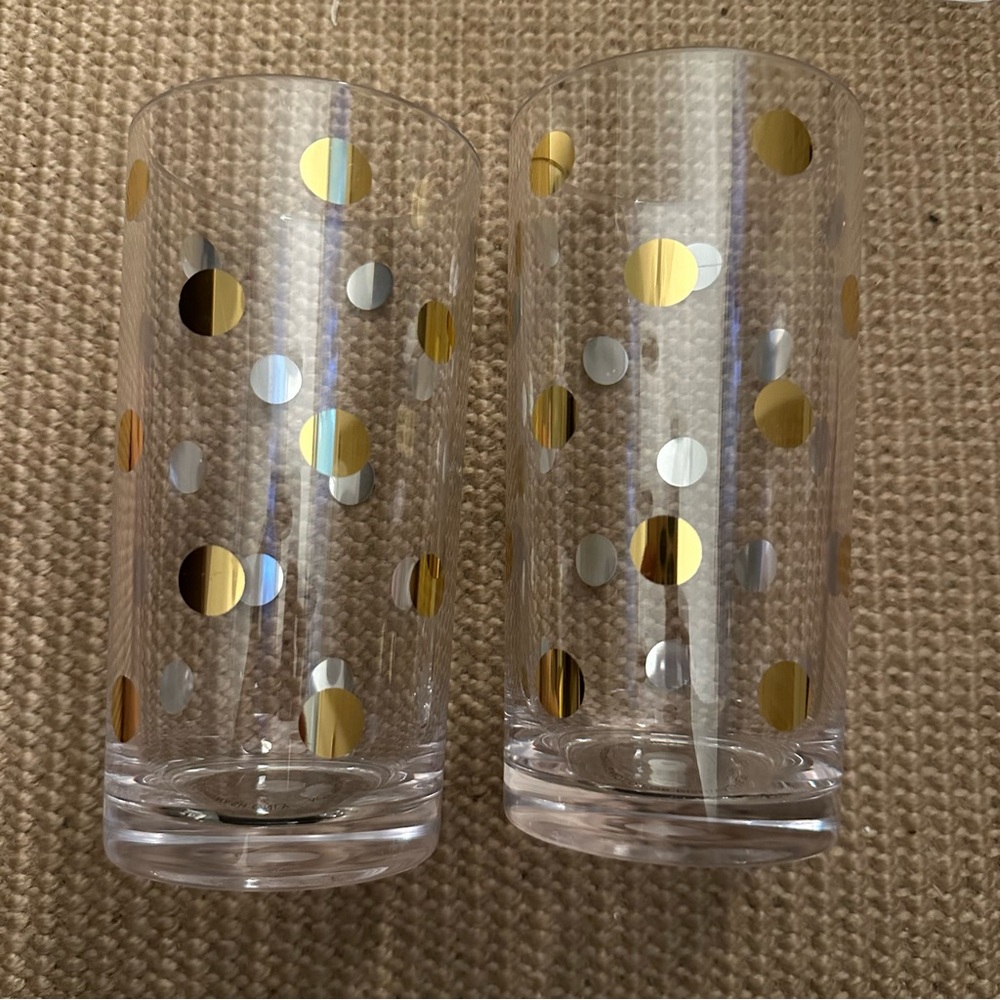 Kate Spade Gold Dots Acrylic Tumblers, New! Set of 2 - Picture 9 of 10